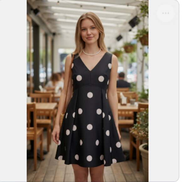 Kate Spade Navy Dress with Lilac Polka Dots Size 2 NWT - Picture 2 of 9